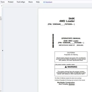 John Deere 544K 4WD Loader Operator's Manual OMT337074X19 - PDF DOWNLOAD