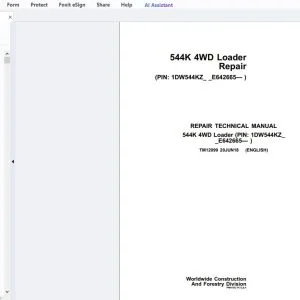 John Deere 544K 4WD Loader Repair Technical Manual TM12099 - PDF DOWNLOAD