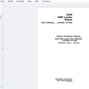 John Deere 544K 4WD Loader Repair Technical Manual TM13369X19 - PDF DOWNLOAD