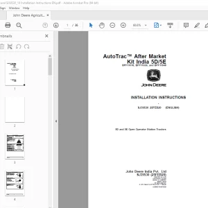 John Deere 5D & 5E Open Operator Station Tractors Instruction Manual PDF