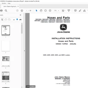 John Deere 600R, 620R, 640R, 660R & 680R Loaders Instruction Manual W59350 PDF