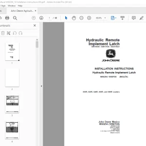 John Deere 600R, 620R, 640R, 660R & 680R Loaders Instruction Manual W60294 PDF