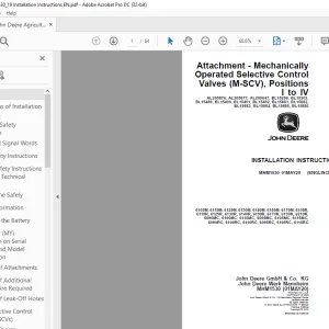 John Deere 6105M, 6115M, 6125M, 6130M, 6140M, 6150M, 6170M, 6105R, INSTALLATION INSTRUCTIONS MANUAL