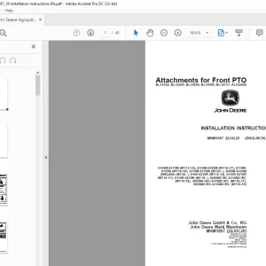 John Deere 6105M-6170M (MY13-15) 6110M-6195M (MY16-17) 6110M- INSTALLATION INSTRUCTIONS MANUAL MHM1897