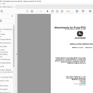 John Deere 6105M-6195M Tractor Installation Manual MHM1901 PDF