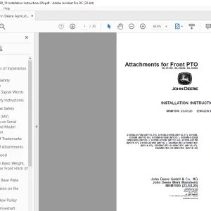 John Deere 6105M-6170M (MY13-15), 6110M-6195M (MY16-17), 6110M- INSTALLATION INSTRUCTIONS Manual