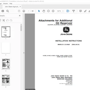 John Deere 6105R, 6115R, 6125R, 6130R, 6140R, 6150R, 6170R, 6190R & 6210R Tractors Instruction Manual MHM1235 PDF