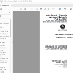 John Deere 6105R 6115R 6125R 6130R 6140R 6150R 6170R INSTALLATION INSTRUCTIONS MANUAL MHM1559
