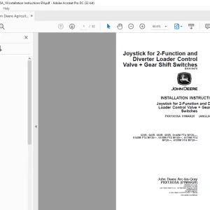 John Deere 623R, 643R, 663R, 683R, 6140M FT4 MY20 INSTALLATION INSTRUCTIONS MANUAL PXX13035A