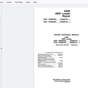 John Deere 644K 4WD Loader Repair Technical Manual TM13119X19 - PDF DOWNLOAD