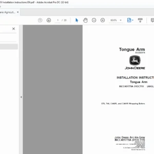 John Deere 678, 744, C440R, and C441R Wrapping Balers INSTALLATION INSTRUCTIONS Manual INCC401779A