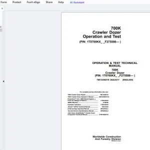 John Deere 700K Crawker Dozer Operation & Test Technical Manual TM13358X19 - PDF DOWNLOAD