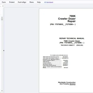 John Deere 700K Crawler Dozer Repair Technical Manual TM13359X19 - PDF DOWNLOAD