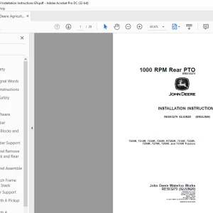 John Deere 7200R, 7215R, 7230R, 7260R, R7280R, 7210R, 7230R,7250R, 7270R, 7290R, and 7310R Tractors INSTALLATION INSTRUCTIONS MANUAL