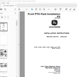 John Deere 7210R 7230R 7250R 7270R 7290R & 7310R Tractors Instruction Manual PDF
