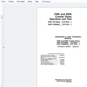 John Deere 750K & 850K Crawler Dozer Operation & Test Technical Manual TM13280X19 - PDF DOWNLOAD