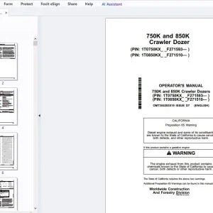 John Deere 750K & 850K Crawler Dozer Operator's Manual OMT355293X19 - PDF DOWNLOAD