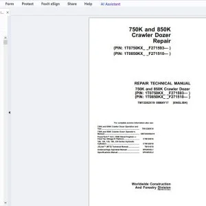 John Deere 750K & 850K Crawler Dozer Repair Technical Manual TM13282X19 - PDF DOWNLOAD
