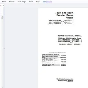 John Deere 750K & 850K Crawler Dozer Repair Technical Manual TM13282X19 - PDF DOWNLOAD