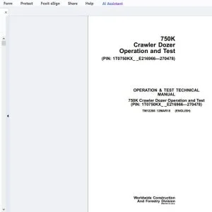 John Deere 750K Crawler Dozer Operation & Test Technical Manual TM12266 - PDF DOWNLOAD