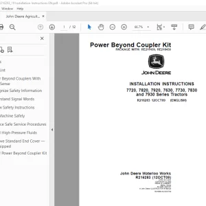 John Deere 7720 7820 7920 7630 7730 7830 & 7930 Series Tractors Instruction Manual R216283 PDF