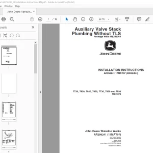John Deere 7720, 7820, 7920, 7630, 7730, 7830 & 7930 Tractors Instruction Manual AR256241 PDF