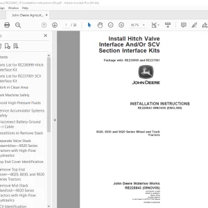 John Deere 8020, 8030 & 9020 Series Wheel & Track Tractors Instruction Manual HXE165767 PDF