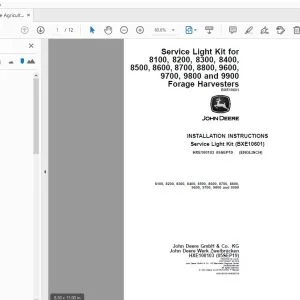 John Deere 8100, 8200, 8300, 8400, 8500, 8600, 8700, 8800, 9600, 9700, 9800 & 9900 Instruction Manual - PDF DOWNLOAD