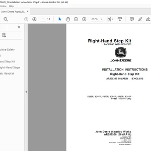 John Deere 8225R 8245R 8270R 8295R 8320R 8345R Tractors Instruction Manual AR256328 PDF