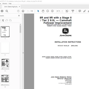John Deere 8245R 8270R 8295R 8320R 8335R 8345R 8370R 8320RT 8345RT 8370RT & 9370R Tractors Instruction Manual R572127 PDF
