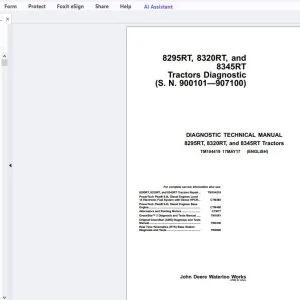 John Deere 8295RT, 8320RT & 8345RT Tractors Diagnostic Technical Manual TM104419 - PDF DOWNLOAD
