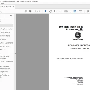 John Deere 8RT 310, 8RT 340, 8RT 370, and 8RT 410 Tractors INSTALLATION INSTRUCTIONS MANUAL R569881