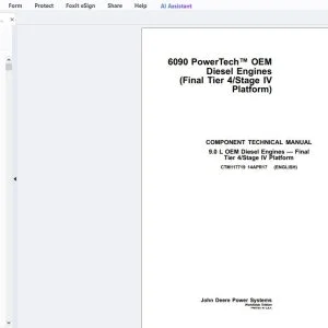 John Deere 9.0 L OEM Diesel Engines Final Tier 4 Stage IV Platform Component Technical Manual CTM117719 - PDF DOWNLOAD