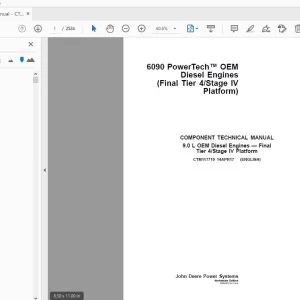 John Deere 9.0 L OEM Diesel Engines Final Tier 4/Stage IV Platform Component Technical Manual - PDF DOWNLOAD