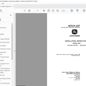 John Deere 9030 Track Tractors INSTALLATION INSTRUCTIONS MANUAL RE343886 PDF