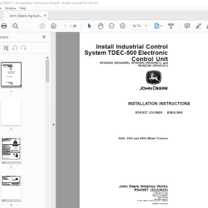 John Deere 9200, 9300 & 9400 Wheel Tractors Instruction Manual R543657 PDF