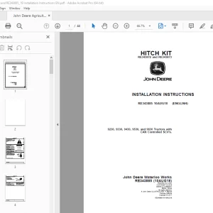 John Deere 9230, 9330, 9430, 9530 & 9630 Tractors with CAN Controlled SCV's Instruction Manual RE343885 - PDF DOWNLOAD