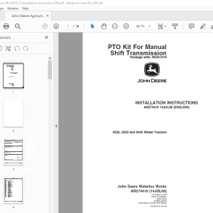John Deere 9230, 9330 & 9430 Wheel Tractors Instruction Manual AR274418 PDF