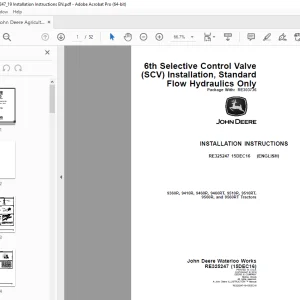 John Deere 9360R 9410R 9460R 9460RT 9510R 9510RT 9560R & 9560RT Tractors Instruction Manual PDF