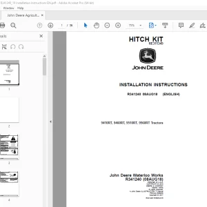 John Deere 9410RT, 9460RT, 9510RT, 9560RT Tractors Instruction Manual R341240 PDF