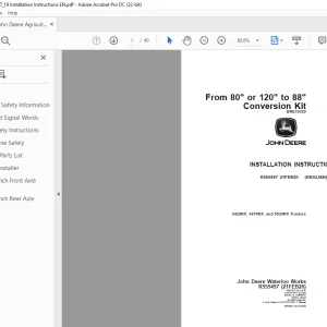 John Deere 9420RX, 9470RX, and 9520RX Tractors INSTALLATION INSTRUCTIONS MANUAL R555497