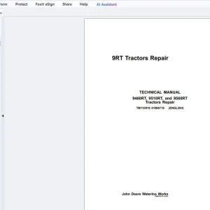 John Deere 9460RT, 9510RT, & 9560RT Tractors Repair Technical Manual TM110919 - PDF DOWNLOAD