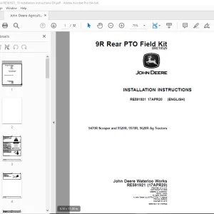 John Deere 9470R Scraper & 9520R 9570R 9620R Ag Tractors Instruction Manual RE591921 PDF