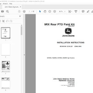 John Deere 9470RX 9520RX 9570RX 9620RX Ag Tractors Instruction Manual PDF