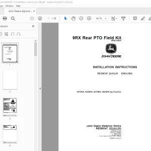 John Deere 9470RX 9520RX 9570RX 9620RX Ag Tractors Instruction Manual RE588347 PDF