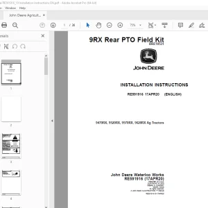 John Deere 9470RX 9520RX 9570RX 9620RX Ag Tractors Instruction Manual RE591916 PDF