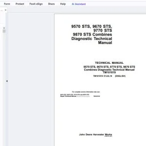 John Deere 9570 STS, 9670 STS, 9770 STS, 9870 STS Combines Diagnostic Technical Manual TM101819 - PDF DOWNLOAD
