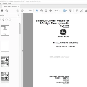 John Deere 9620R & 9620RX Series Tractors Instruction Manual R565074 PDF
