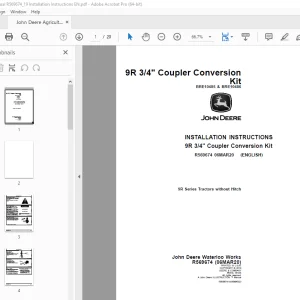 John Deere 9R Series Tractors without Hitch Instruction Manual R569674 PDF