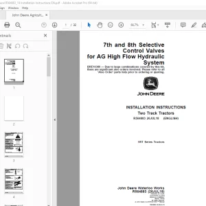 John Deere 9RT Series Two Track Tractors Instruction Manual R564883 PDF